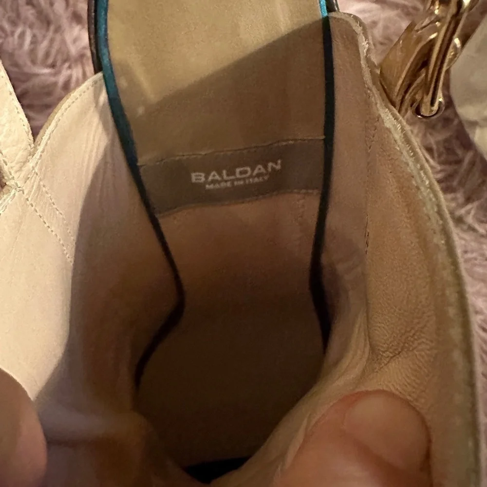 COPY - New Baldan Brown and Tan Leather Suede Peep Toe Sandal Wedges Size 38